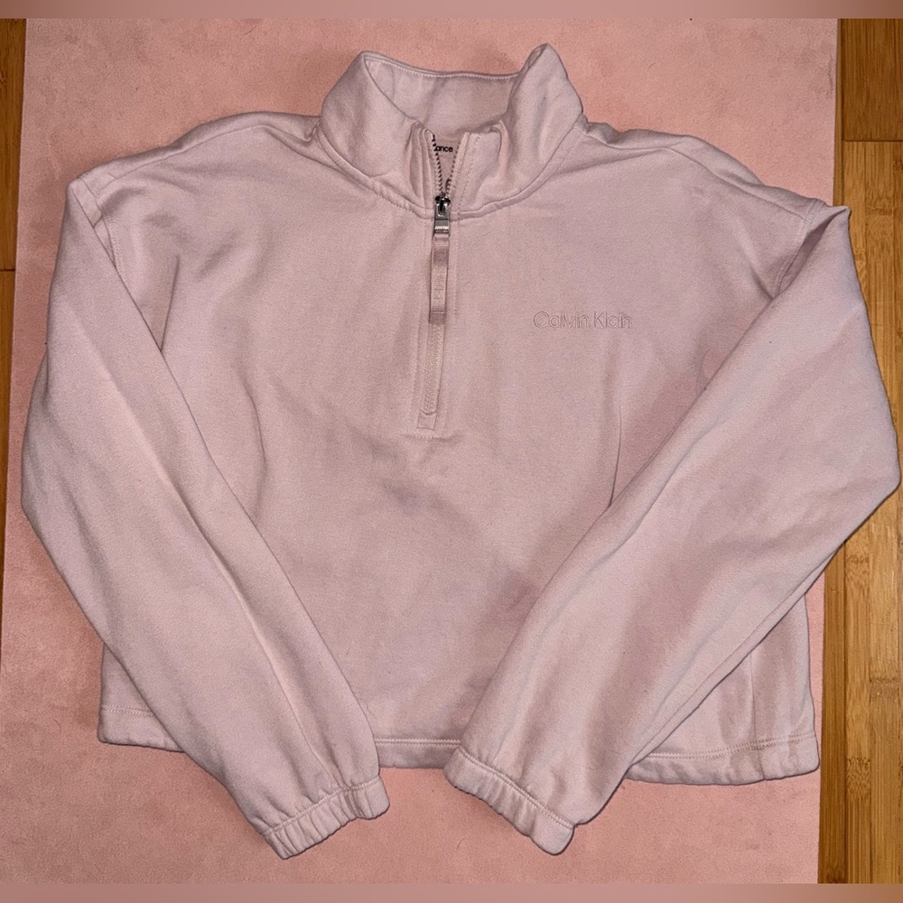 Calvin Klein Pale Pink Quarter-Zip Fleece Pullover